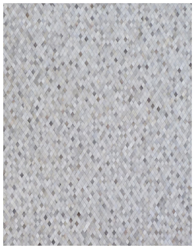 Exquisite Rugs Mosaic Leather Handmade Leather Hide in 4053 Light Silver/Multi 8' x 11' Area Rug