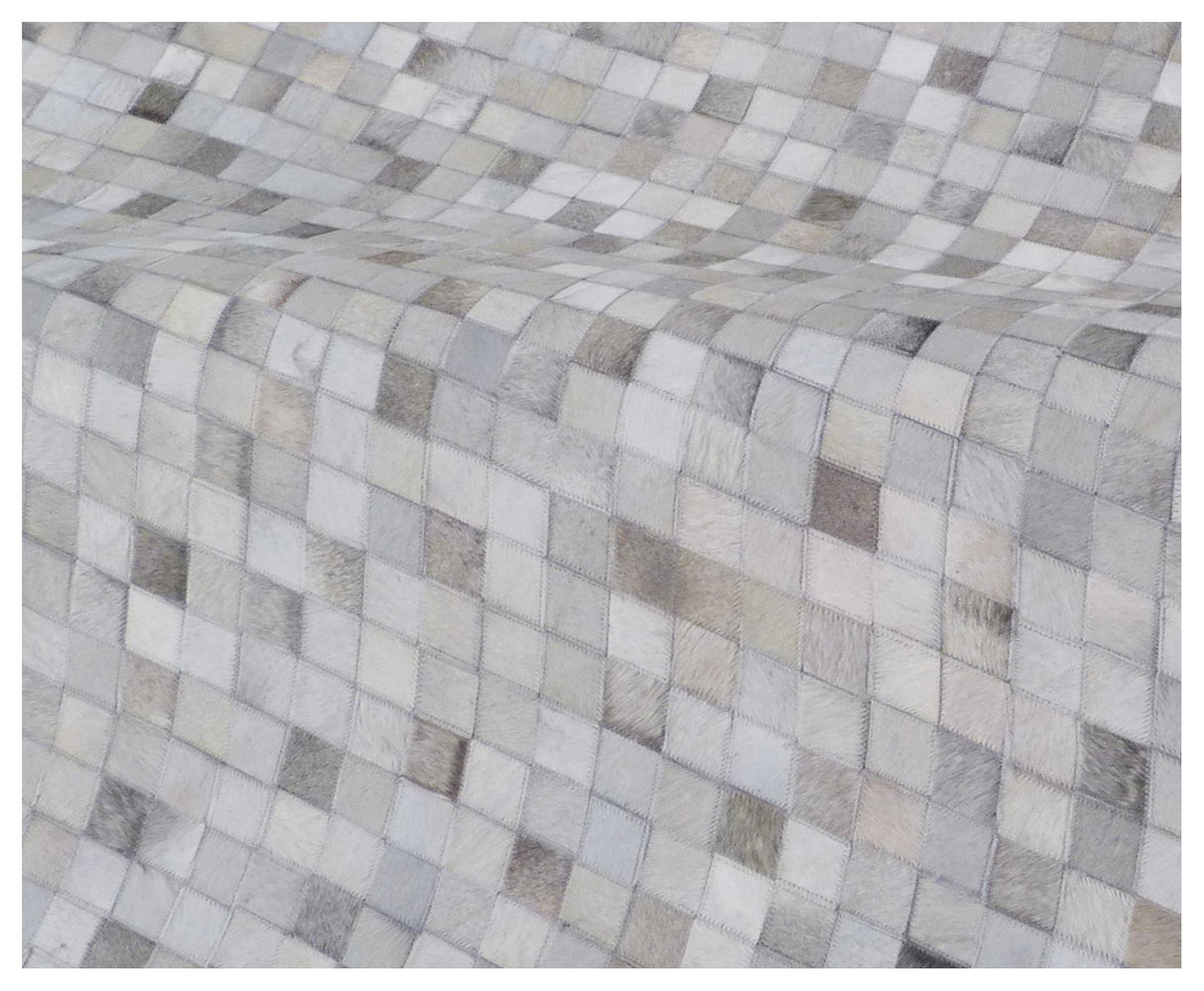 Exquisite Rugs Mosaic Leather Handmade Leather Hide in 4053 Light Silver/Multi 8' x 11' Area Rug