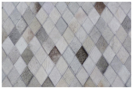 Exquisite Rugs Mosaic Leather Handmade Leather Hide in 4053 Light Silver/Multi 8' x 11' Area Rug