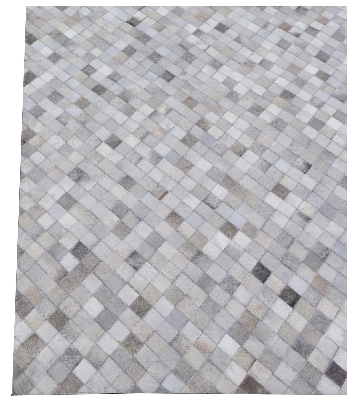 Exquisite Rugs Mosaic Leather Handmade Leather Hide in 4053 Light Silver/Multi 8' x 11' Area Rug