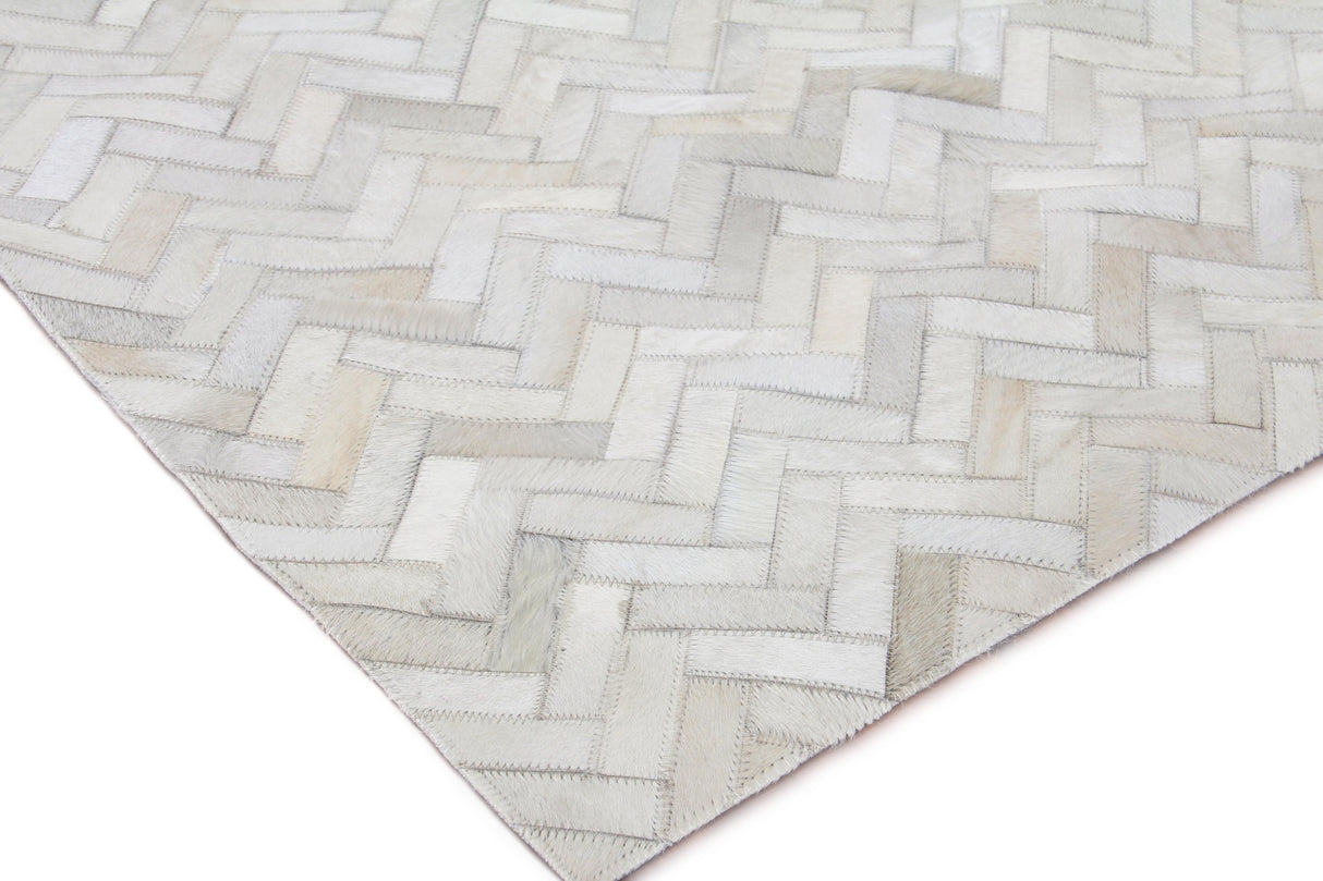 Exquisite Rugs Mosaic Leather Handmade Leather Hide in 4055 Ivory 8' x 11' Area Rug