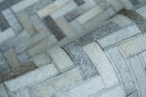 Exquisite Rugs Mosaic Leather Handmade Leather Hide in 4056 Silver 11.5' x 14.5' Area Rug