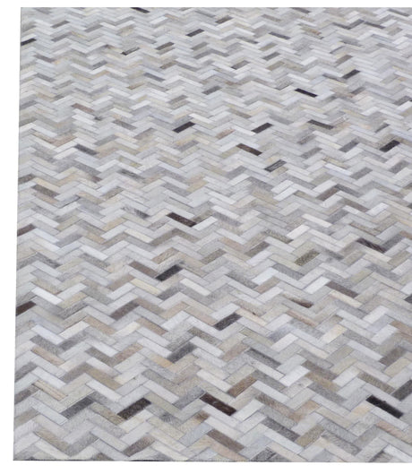 Exquisite Rugs Mosaic Leather Handmade Leather Hide in 4056 Silver 8' x 11' Area Rug