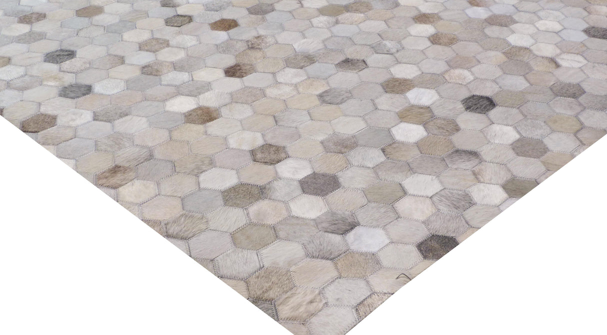 Exquisite Rugs Mosaic Leather Handmade Leather Hide in 4059 Silver 13.5' x 17.5' Area Rug