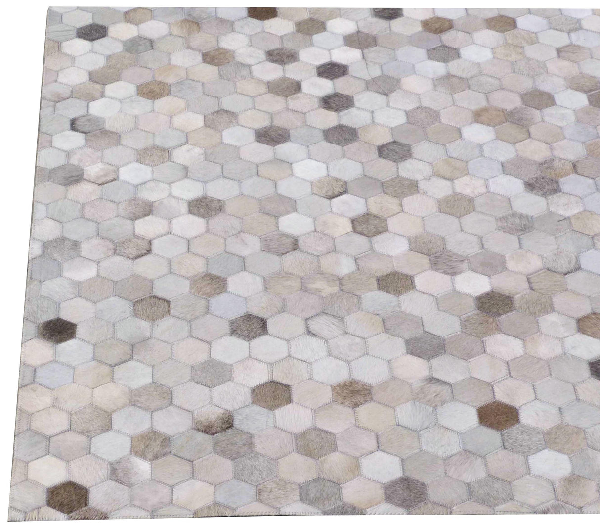 Exquisite Rugs Mosaic Leather Handmade Leather Hide in 4059 Silver 13.5' x 17.5' Area Rug