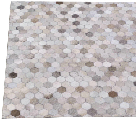 Exquisite Rugs Mosaic Leather Handmade Leather Hide in 4059 Silver 13.5' x 17.5' Area Rug