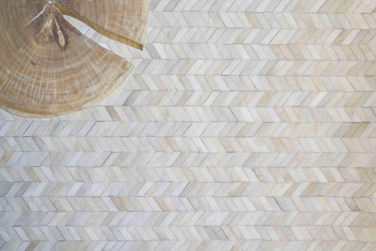 Exquisite Rugs Mosaic Leather Handmade Leather Hide in 4061 Ivory 11.5' x 14.5' Area Rug