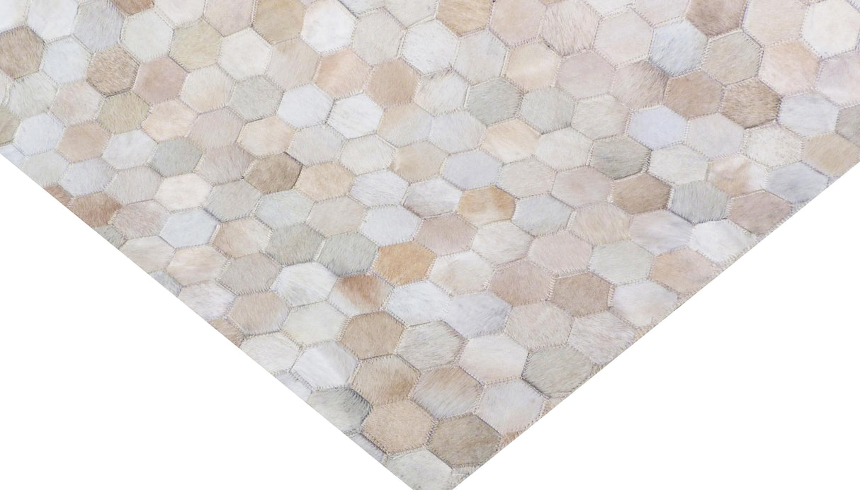 Exquisite Rugs Mosaic Leather Handmade Leather Hide in 4060 Light Beige 9.5' x 13.5' Area Rug