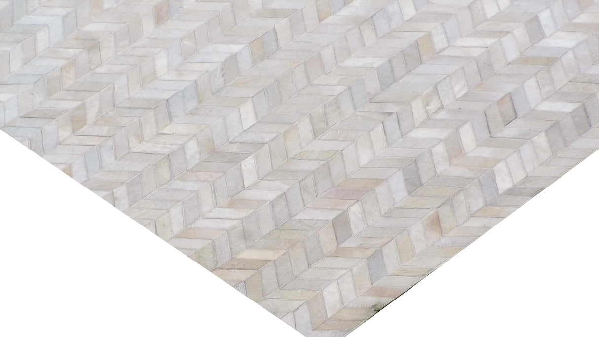 Exquisite Rugs Mosaic Leather Handmade Leather Hide in 4061 Ivory 5' x 8' Area Rug