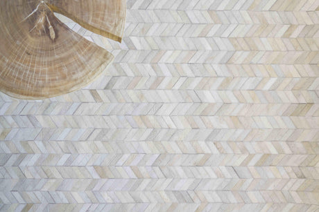 Exquisite Rugs Mosaic Leather Handmade Leather Hide in 4061 Ivory 9.5' x 13.5' Area Rug