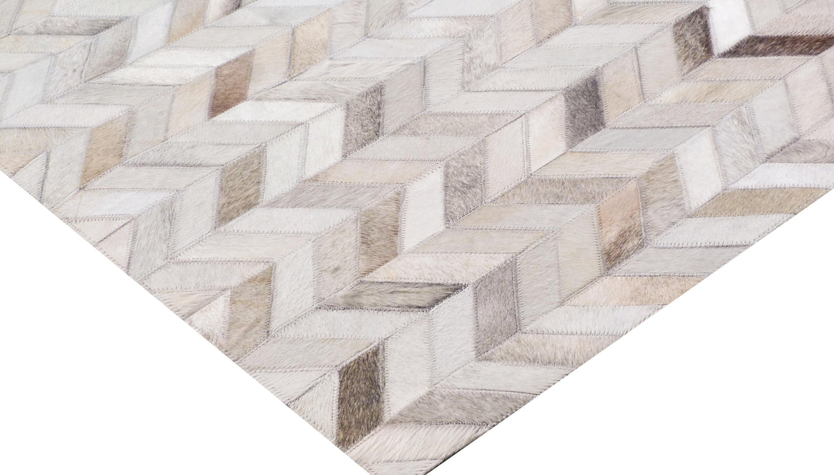 Exquisite Rugs Mosaic Leather Handmade Leather Hide in 4062 Silver 13.5' x 17.5' Area Rug