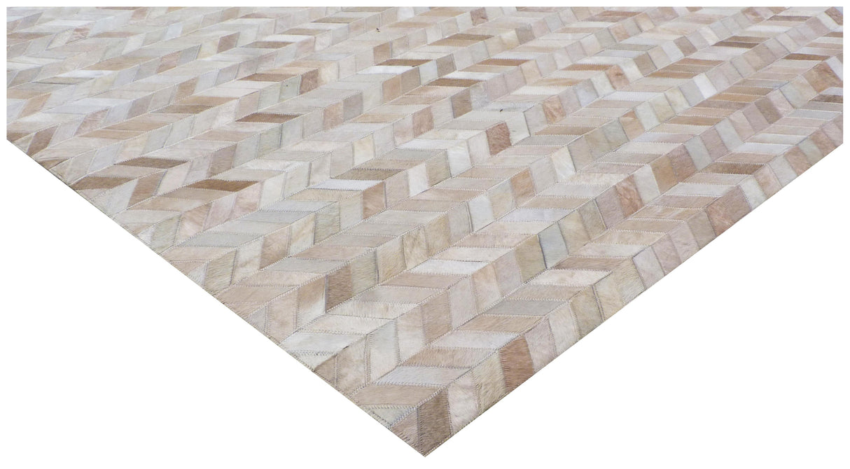 Exquisite Rugs Mosaic Leather Handmade Leather Hide in 4064 Light Beige 8' x 11' Area Rug