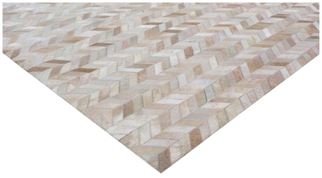 Exquisite Rugs Mosaic Leather Handmade Leather Hide in 4064 Light Beige 8' x 11' Area Rug