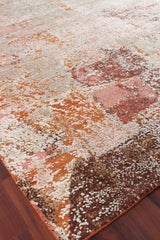 Exquisite Rugs Fine Pure Silk Hand Knotted Silk in 4215 Beige/Orange/Gold 8' x 10' Area Rug