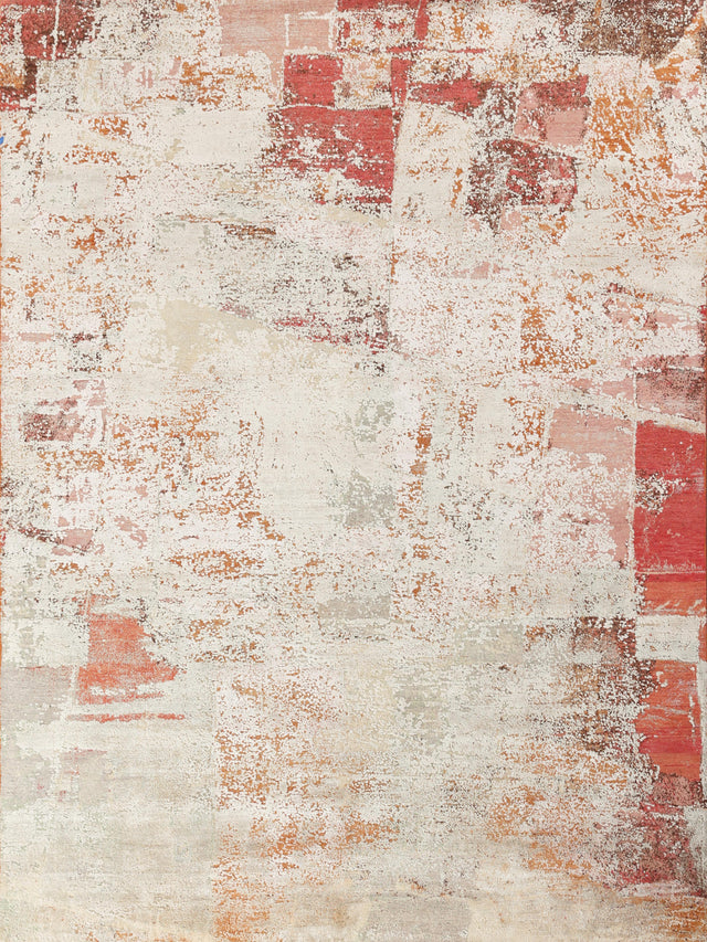 Exquisite Rugs Fine Pure Silk Hand Knotted Silk in 4215 Beige/Orange/Gold 8' x 10' Area Rug