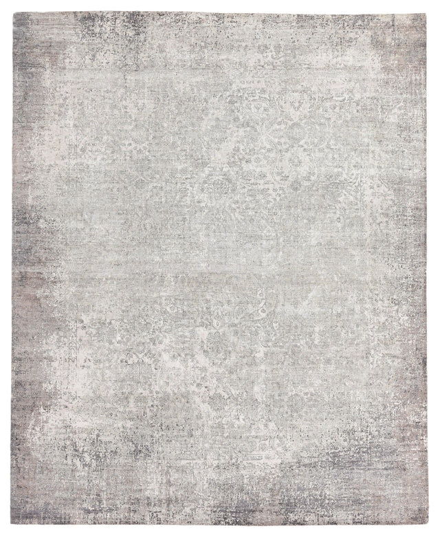 Exquisite Rugs Fine Pure Silk Hand-knotted Silk 4222 Silver/Ivory 14' x 18' Area Rug