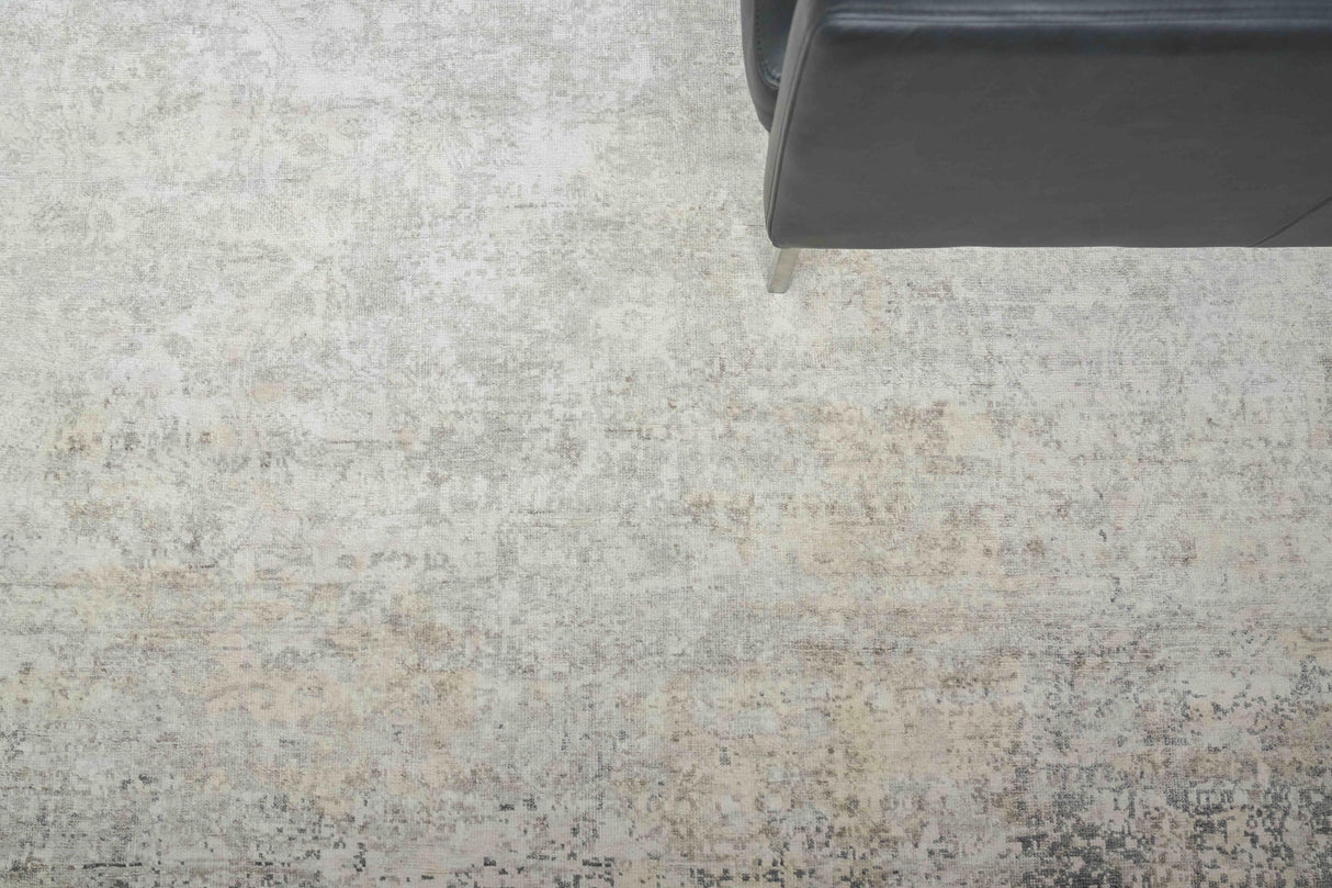 Exquisite Rugs Fine Pure Silk Hand-knotted Silk 4222 Silver/Ivory 14' x 18' Area Rug
