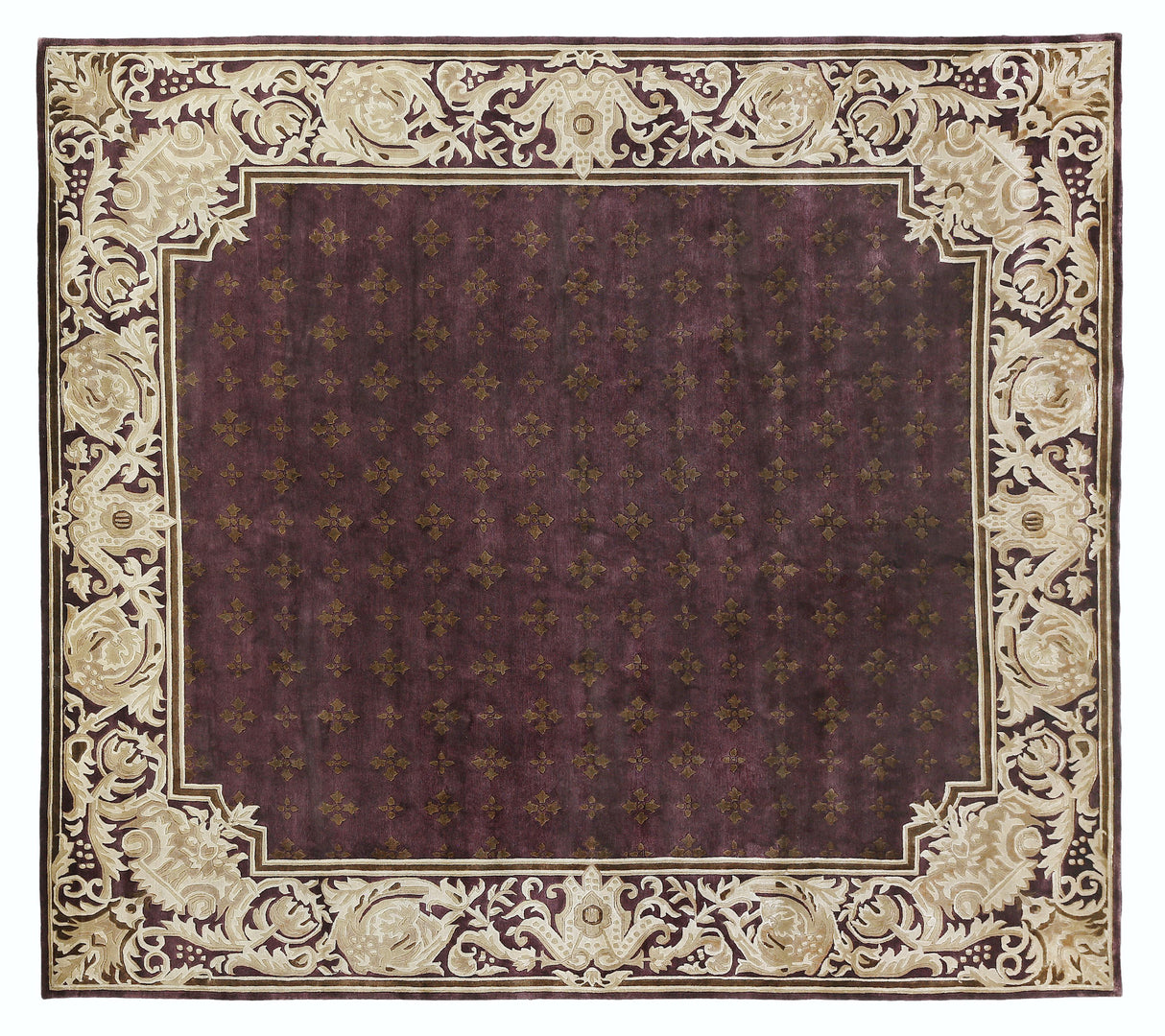 Exquisite Rugs Contemporary Hand Knotted New Zealand Wool in 4242 Eggplant/Multi 6' x 6' Area Rug