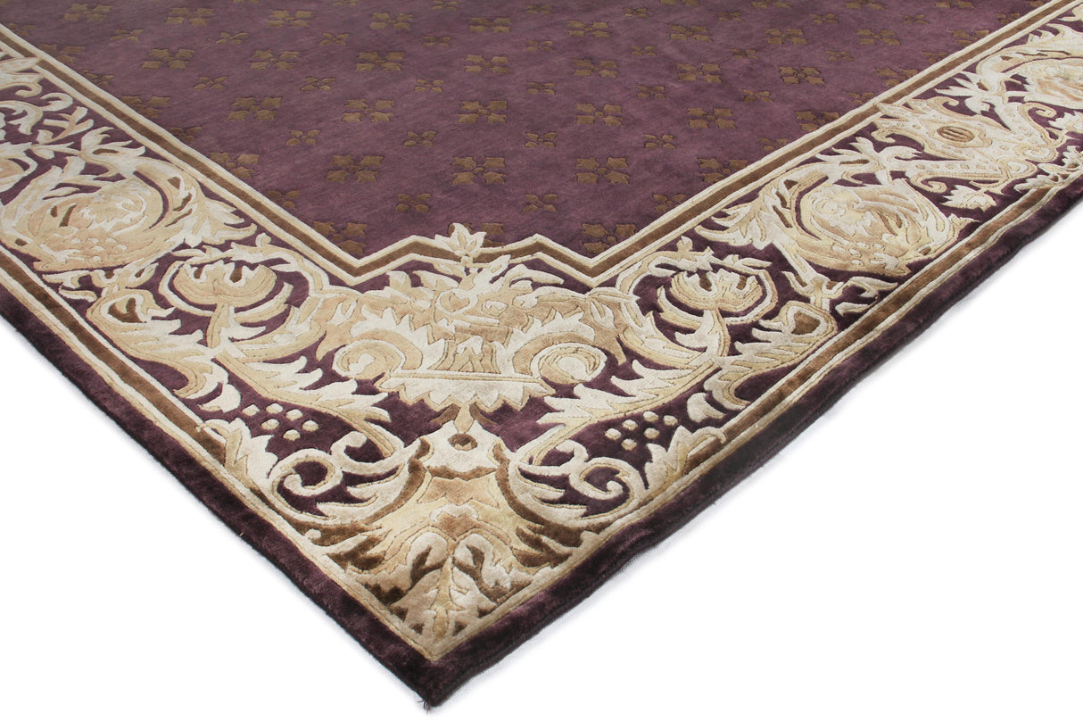 Exquisite Rugs Contemporary Hand Knotted New Zealand Wool in 4242 Eggplant/Multi 6' x 6' Area Rug