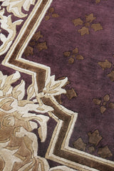 Exquisite Rugs Contemporary Hand Knotted New Zealand Wool in 4242 Eggplant/Multi 6' x 6' Area Rug