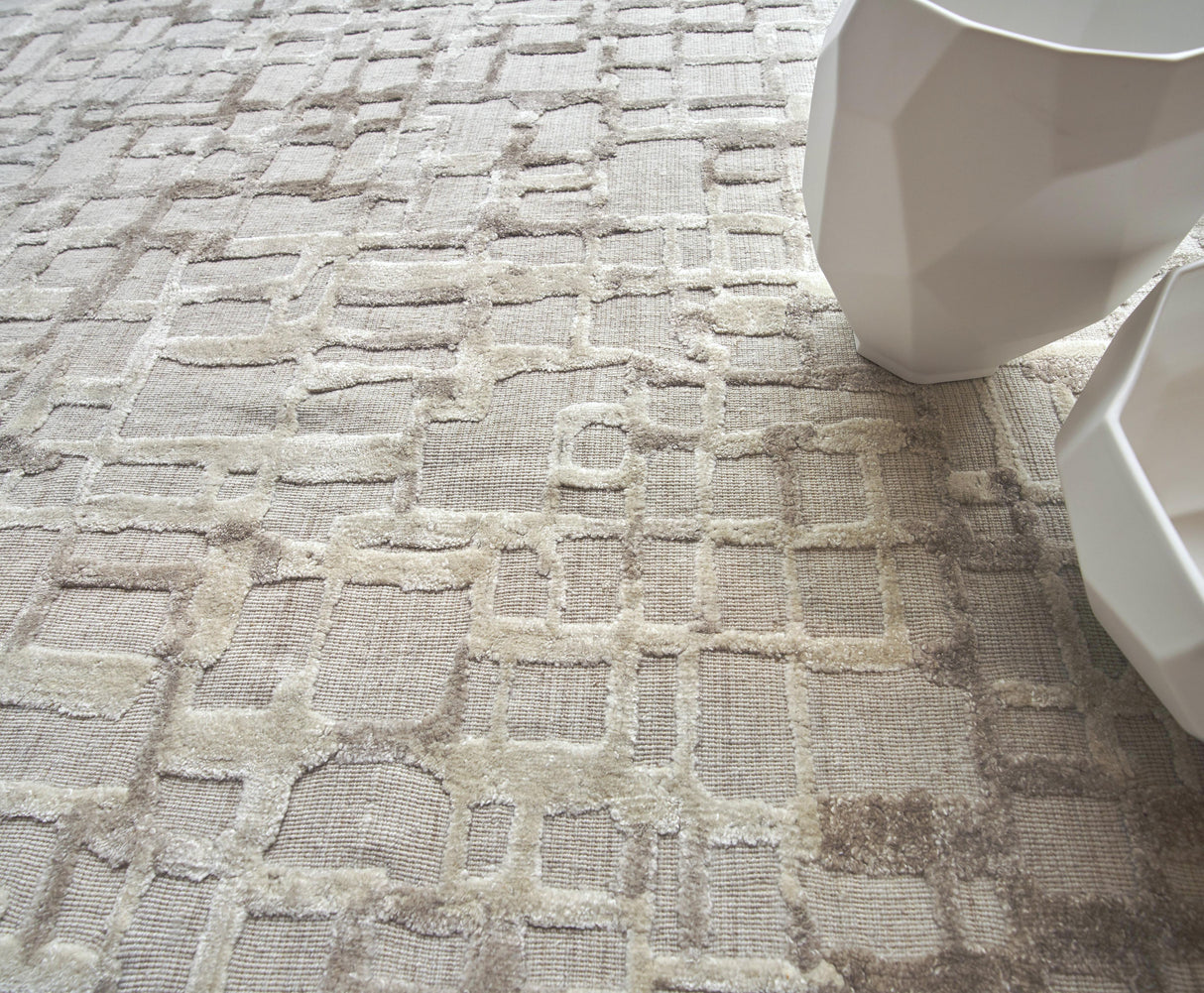 Exquisite Rugs Vista Hand-loomed Wool/Bamboo Silk 4341 Beige 15' x 15' Area Rug