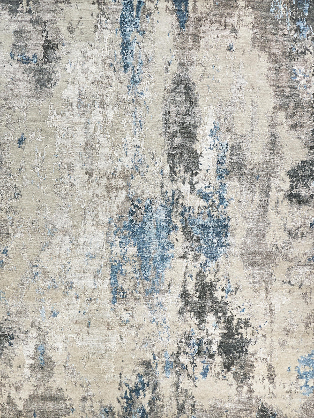Exquisite Rugs Cosmo Hand-knotted Wool/Bamboo Silk 4343 Silver/Blue/Ivory 4' x 6' Area Rug