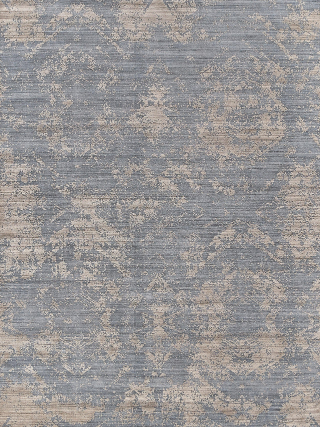 Exquisite Rugs Lillian Hand Loomed Wool/Bamboo Silk in 4469 Navy/Brown 14' x 18' Area Rug