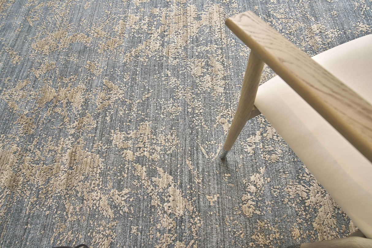 Exquisite Rugs Lillian Hand Loomed Wool/Bamboo Silk in 4469 Navy/Brown 14' x 18' Area Rug