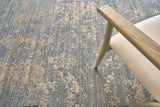 Exquisite Rugs Lillian Hand Loomed Wool/Bamboo Silk in 4469 Navy/Brown 14' x 18' Area Rug