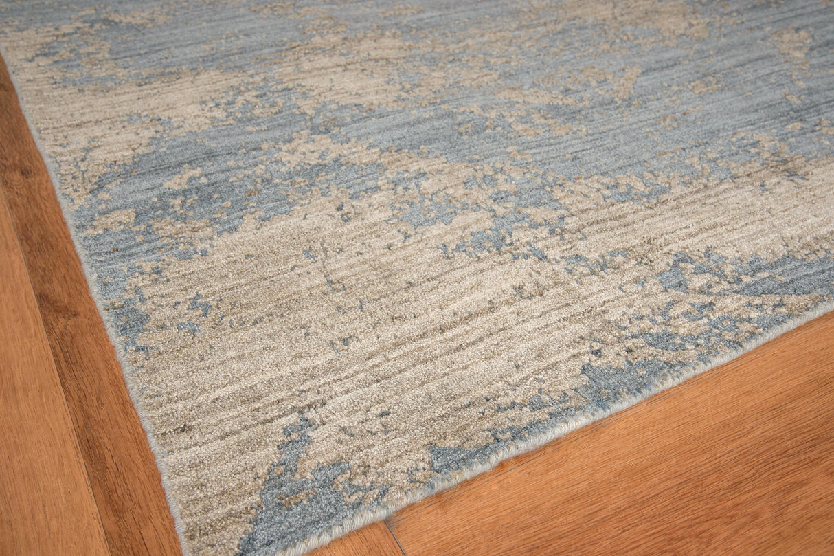 Exquisite Rugs Lillian Hand Loomed Wool/Bamboo Silk in 4469 Navy/Brown 14' x 18' Area Rug
