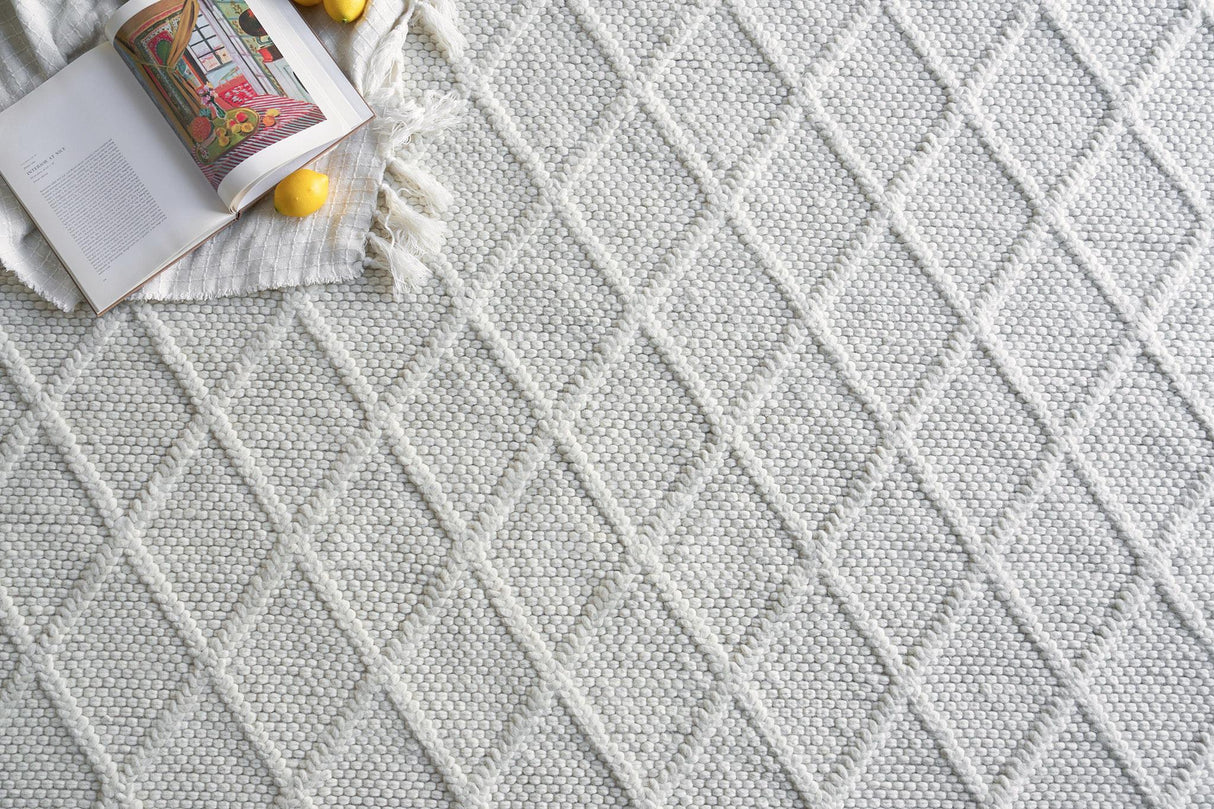 Exquisite Rugs Brentwood Handwoven Wool/Viscose 4716 White 2' x 3' Area Rug