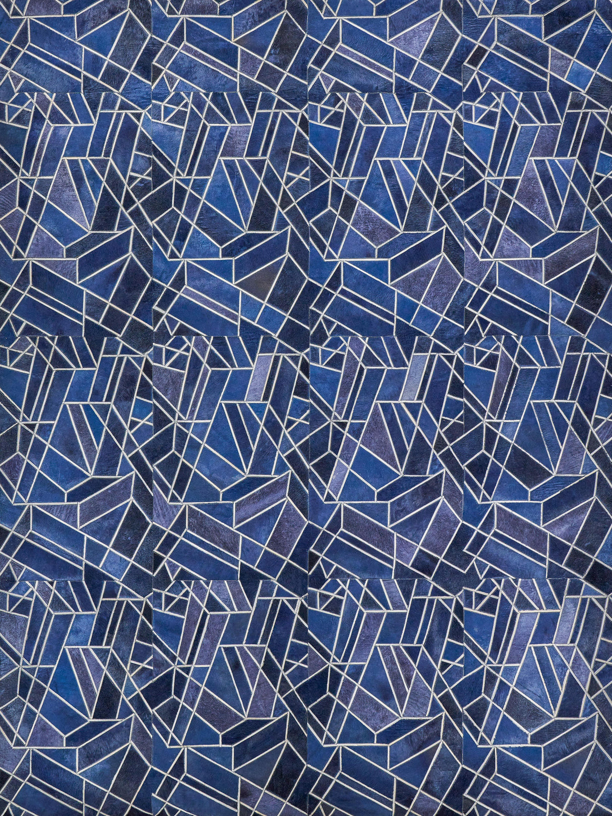 Exquisite Rugs Natural Hide Handmade Leather Hide in 4780 Blue/Ivory 8' x 10' Area Rug