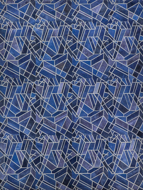 Exquisite Rugs Natural Hide Handmade Leather Hide in 4780 Blue/Ivory 8' x 10' Area Rug