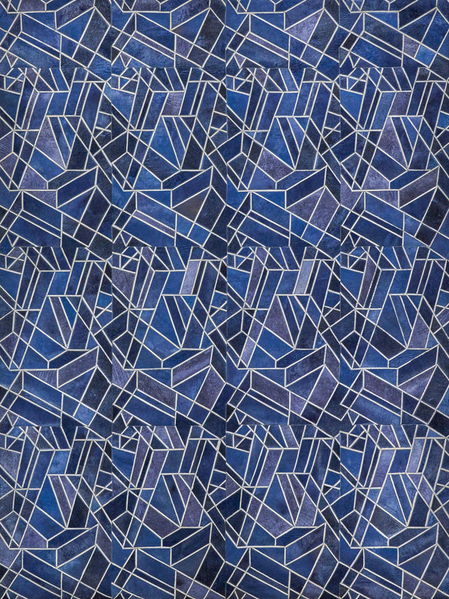 Exquisite Rugs Natural Hide Handmade Leather Hide in 4780 Blue/Ivory 8' x 10' Area Rug