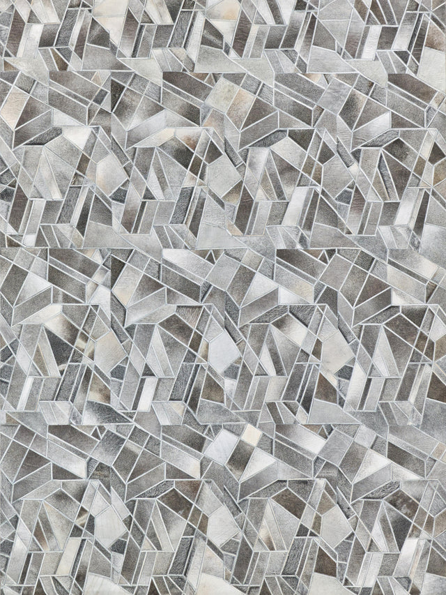 Exquisite Rugs Natural Hide Handmade Leather Hide in 4782 Gray/Ivory 8' x 10' Area Rug