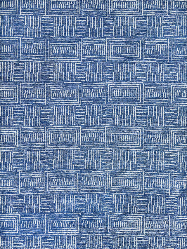 Exquisite Rugs Aldridge Hand Knotted Wool/Bamboo Silk in 4826 Blue/Ivory 8' x 10' Area Rug