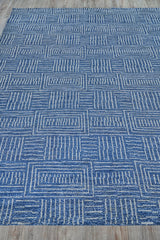Exquisite Rugs Aldridge Hand Knotted Wool/Bamboo Silk in 4826 Blue/Ivory 8' x 10' Area Rug