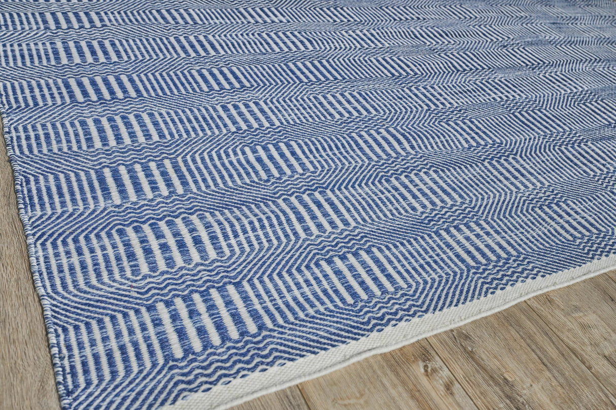 Exquisite Rugs Naples Indoor/Outdoor Flatweave PET yarn 4884 Ivory/Blue 2' x 3' Area Rug