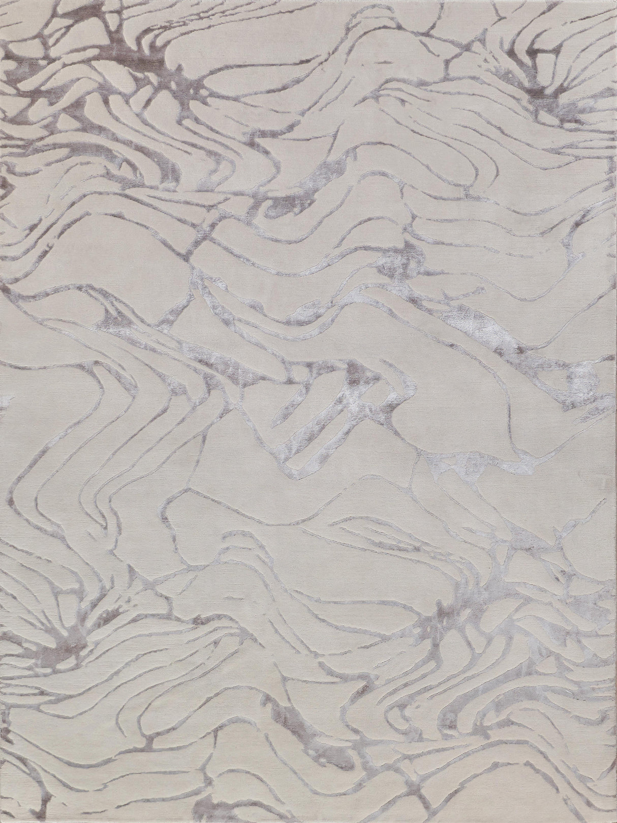 Exquisite Rugs Aries Hand Knotted Wool/Bamboo Silk in 4911 Silver 8' x 10' Area Rug