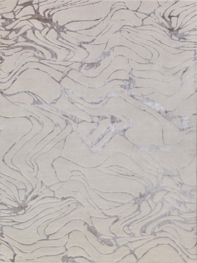 Exquisite Rugs Aries Hand Knotted Wool/Bamboo Silk in 4911 Silver 8' x 10' Area Rug