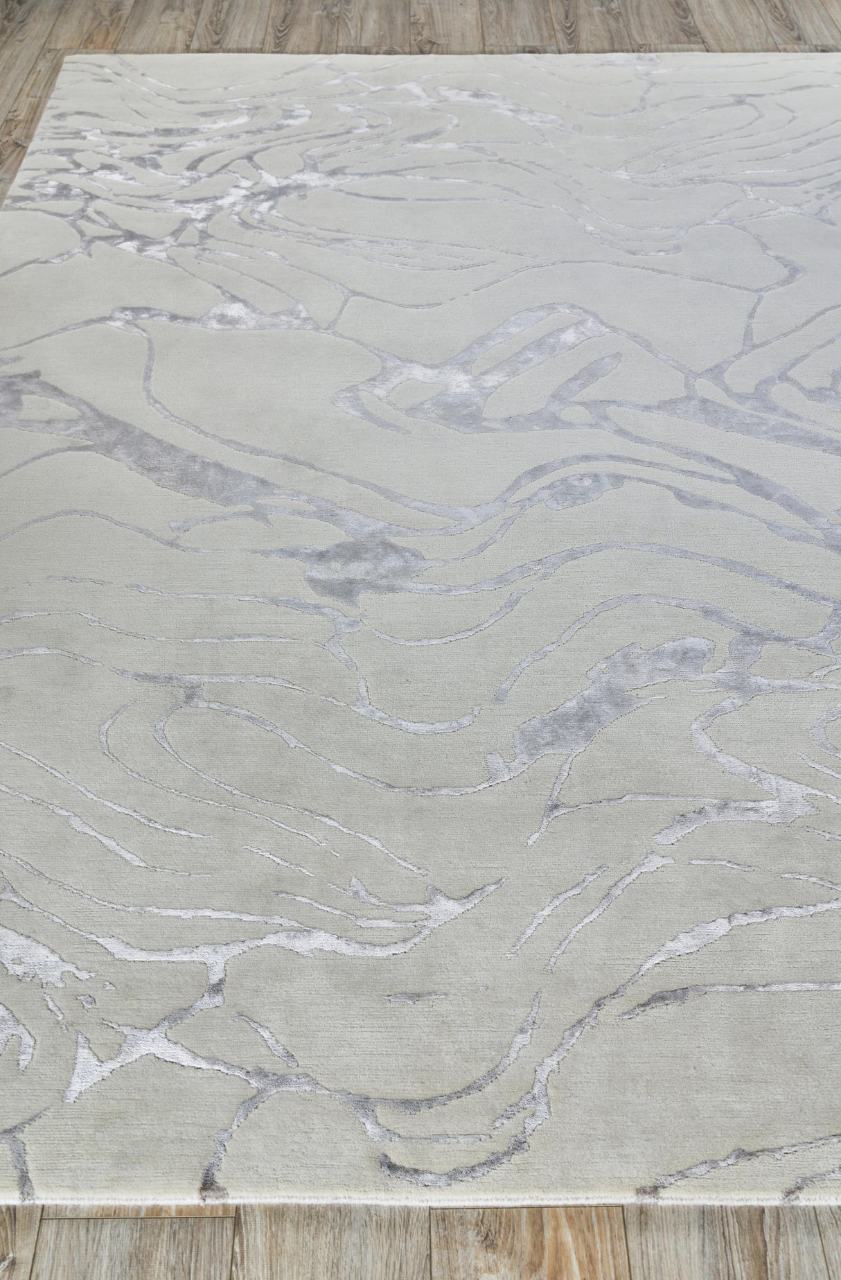 Exquisite Rugs Aries Hand Knotted Wool/Bamboo Silk in 4911 Silver 8' x 10' Area Rug