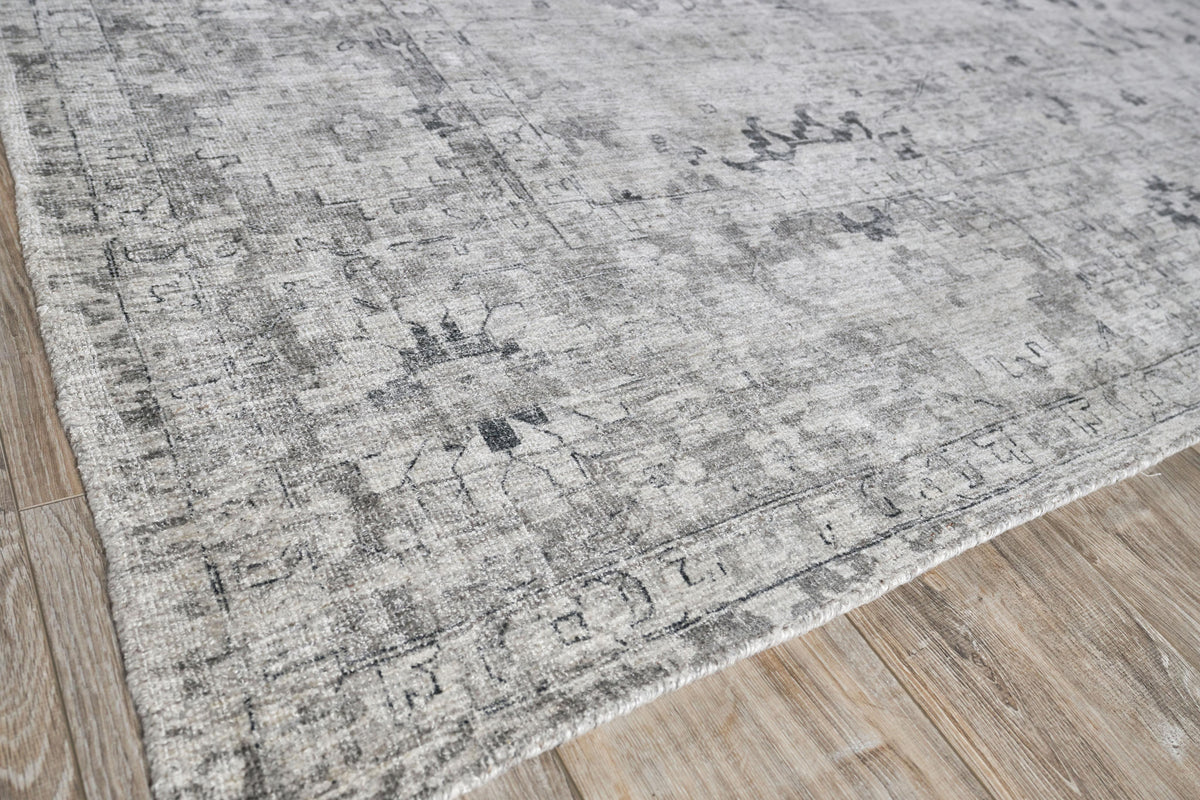Exquisite Rugs Cambridge Hand-loomed Wool/Bamboo Silk 4966 Gray/Silver 4' x 6' Area Rug