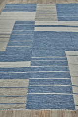 Exquisite Rugs Scandinavian Hand Loomed New Zealand Wool in 4992 Blue/Ivory 3' x 5' Area Rug