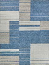 Exquisite Rugs Scandinavian Hand Loomed New Zealand Wool in 4992 Blue/Ivory 3' x 5' Area Rug