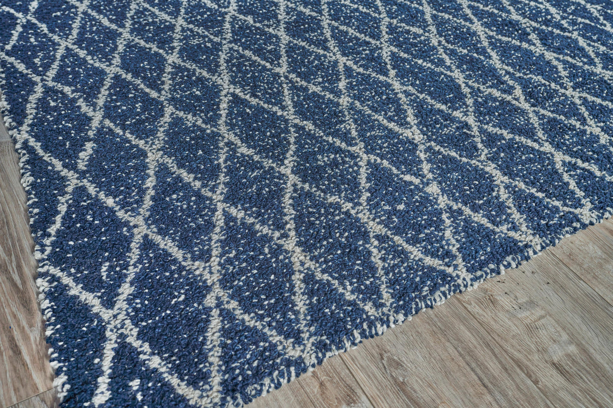 Exquisite Rugs Giorgio Indoor/Outdoor Reversible Flatweave PET yarn 4995 Navy/Ivory 2' x 3' Area Rug