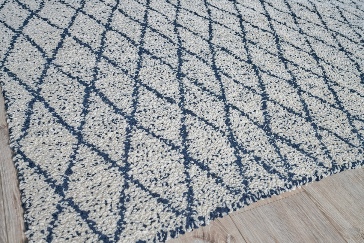 Exquisite Rugs Giorgio Indoor/Outdoor Reversible Flatweave PET yarn 4995 Navy/Ivory 2' x 3' Area Rug