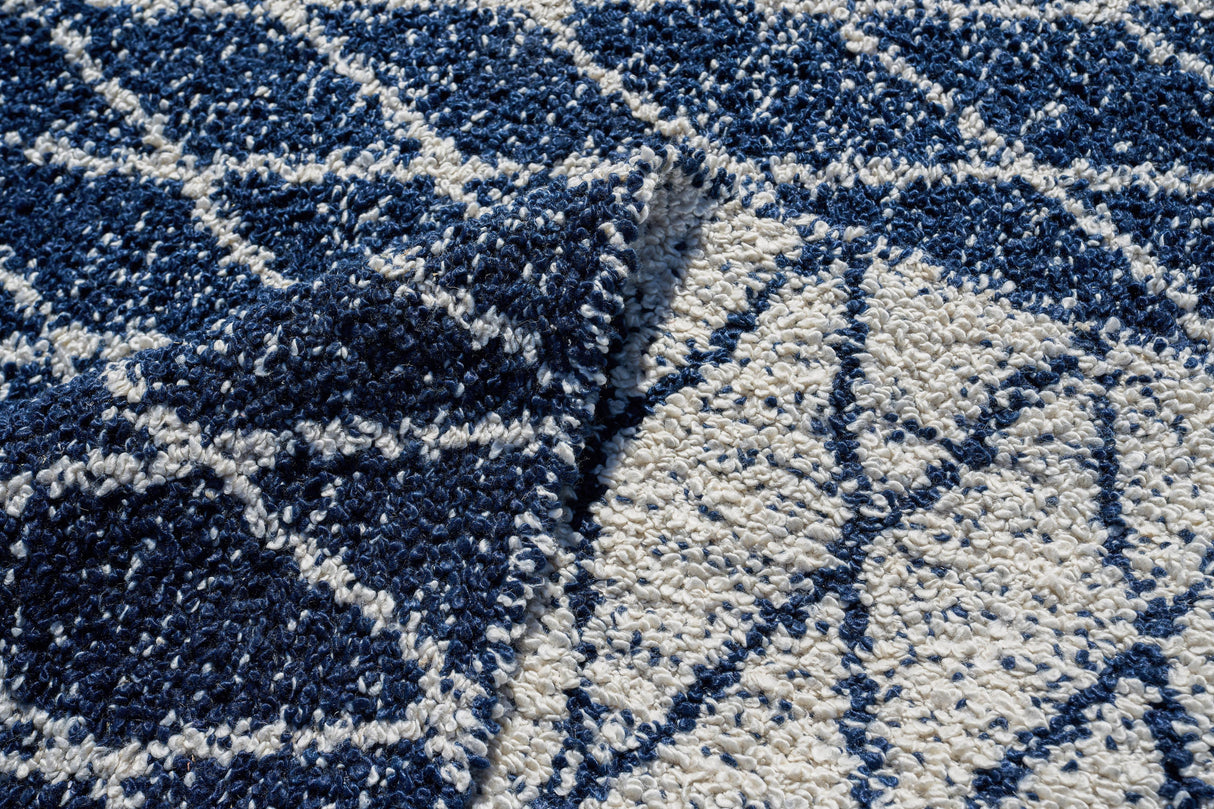Exquisite Rugs Giorgio Indoor/Outdoor Reversible Flatweave PET yarn 4995 Navy/Ivory 2' x 3' Area Rug