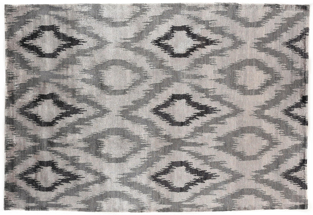 Exquisite Rugs Bamboo Silk Hand Knotted Bamboo Silk in 5001 Silver/Charcoal 10' x 14' Area Rug