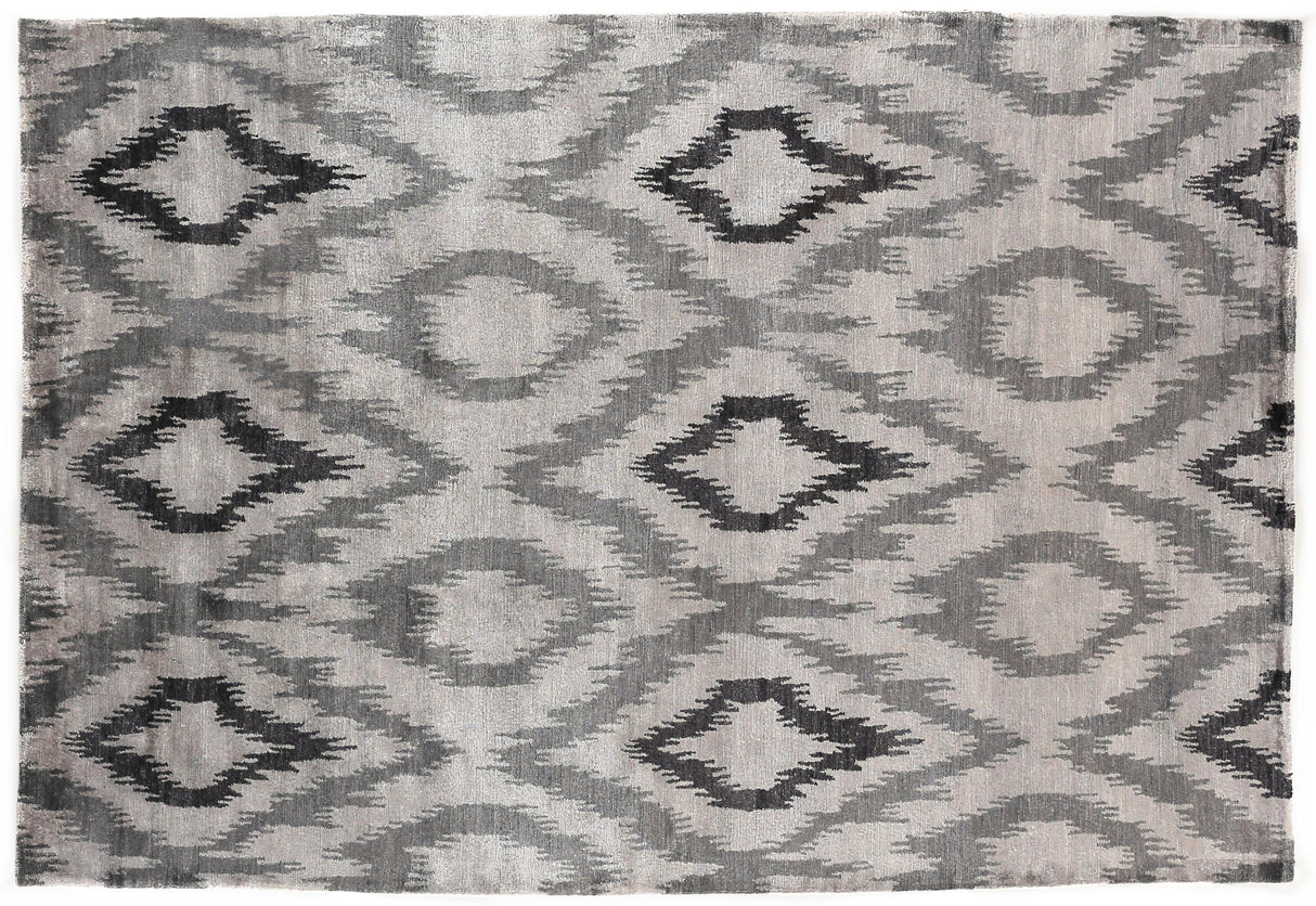 Exquisite Rugs Bamboo Silk Hand Knotted Bamboo Silk in 5001 Silver/Charcoal 8' x 10' Area Rug