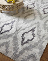 Exquisite Rugs Bamboo Silk Hand Knotted Bamboo Silk in 5001 Silver/Charcoal 8' x 10' Area Rug